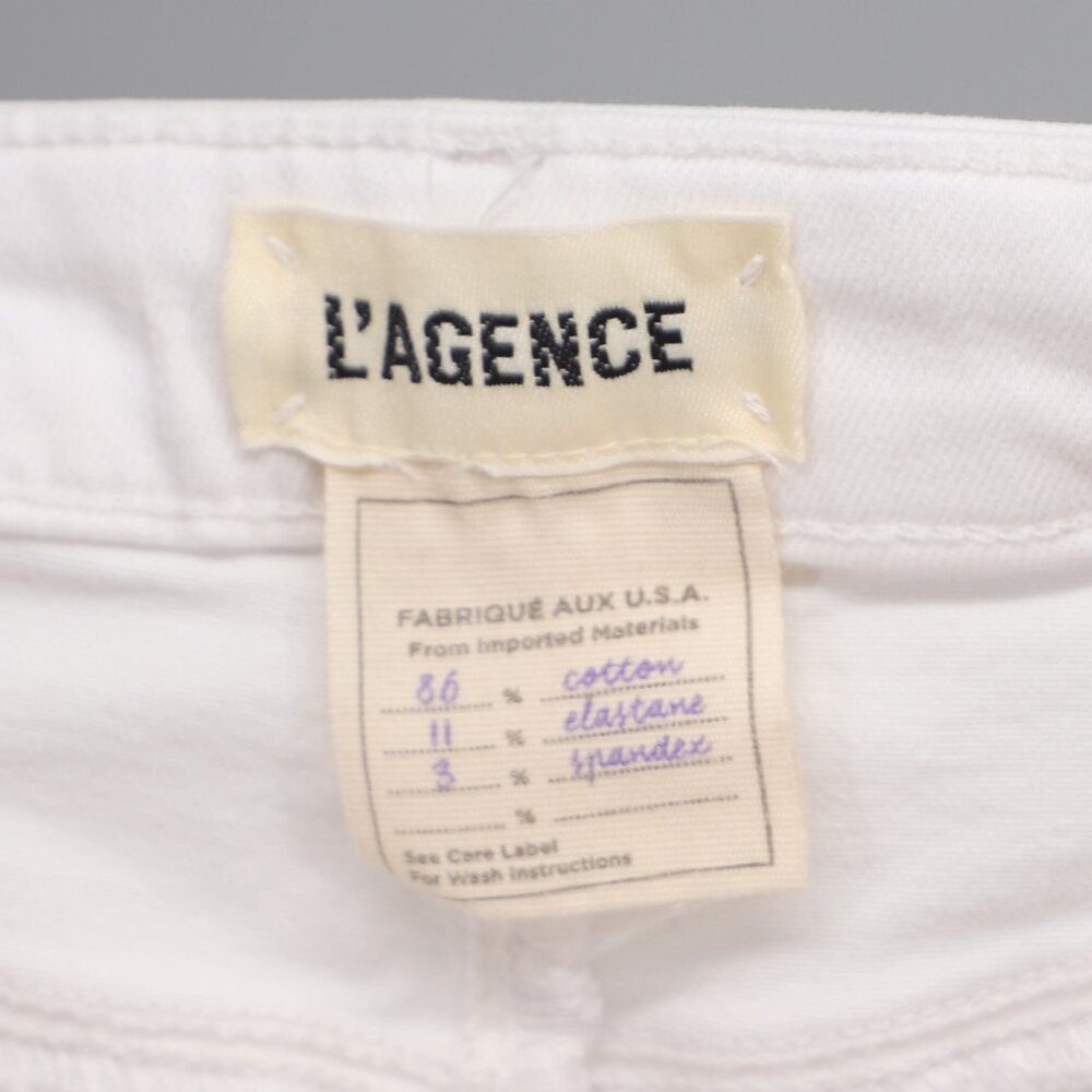 L'AGENCE White Stretch Denim Bermuda Short Size 25 - Picture 6 of 7